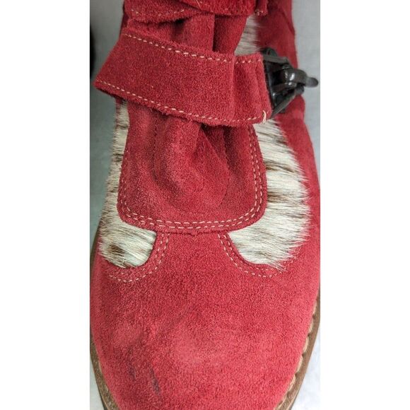 MARTINO of Canada Red ALPINE Leather Boot Womens Sz 9 Brass Metal Buckle Closure - Picture 9 of 12